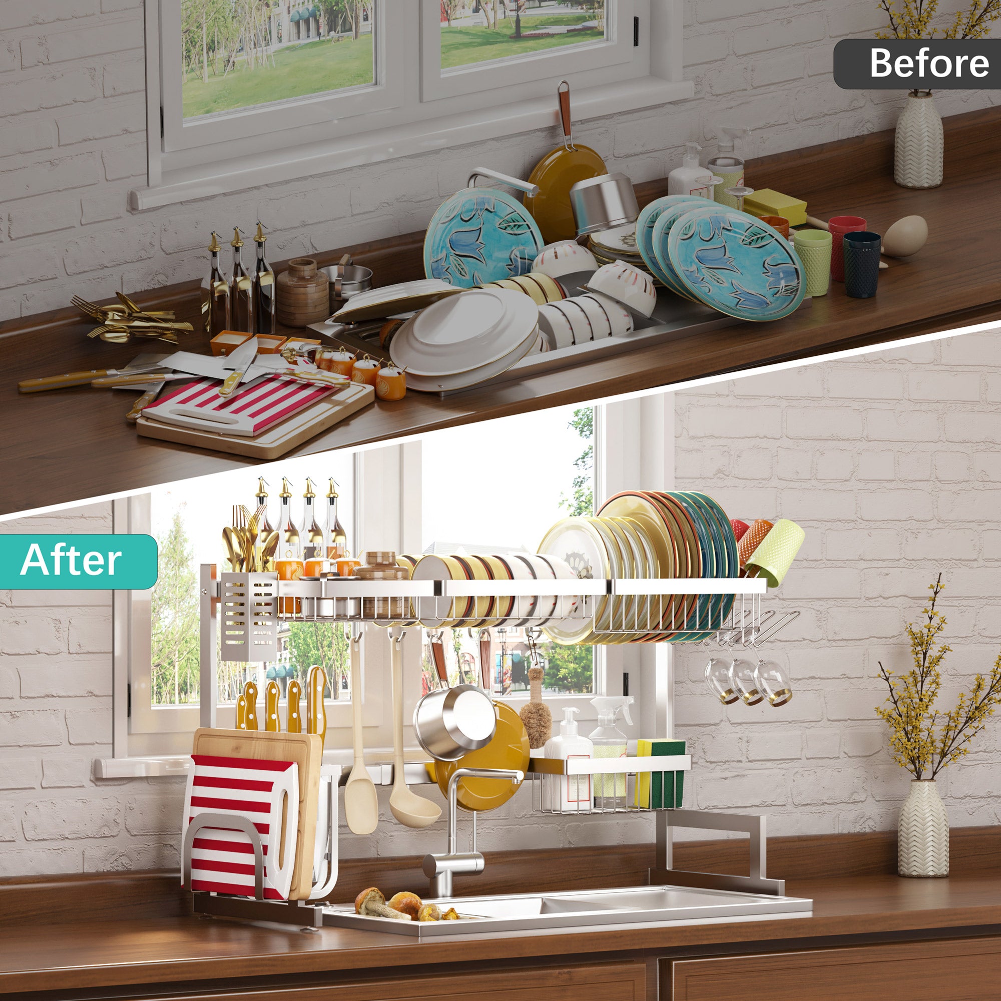 Adjustable Over Sink Dish Drying Rack, 26