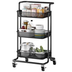 5 Tier Fruit Vegetable Basket Storage Cart Organizer with Wheels Medium  Black