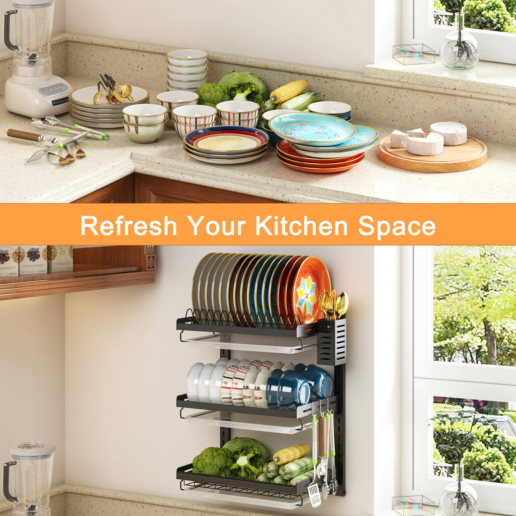 Kitchen Cabinet Organizer Rack Bowl and Plate Storage Dish Racks